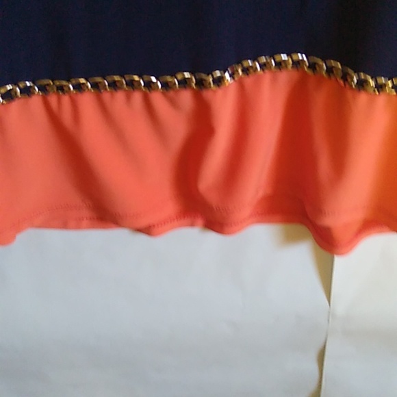 Dress Barn Navy blue dress with orange accents - Picture 2 of 5